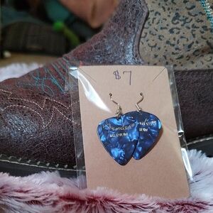 Blue Guitar Pick Earrings